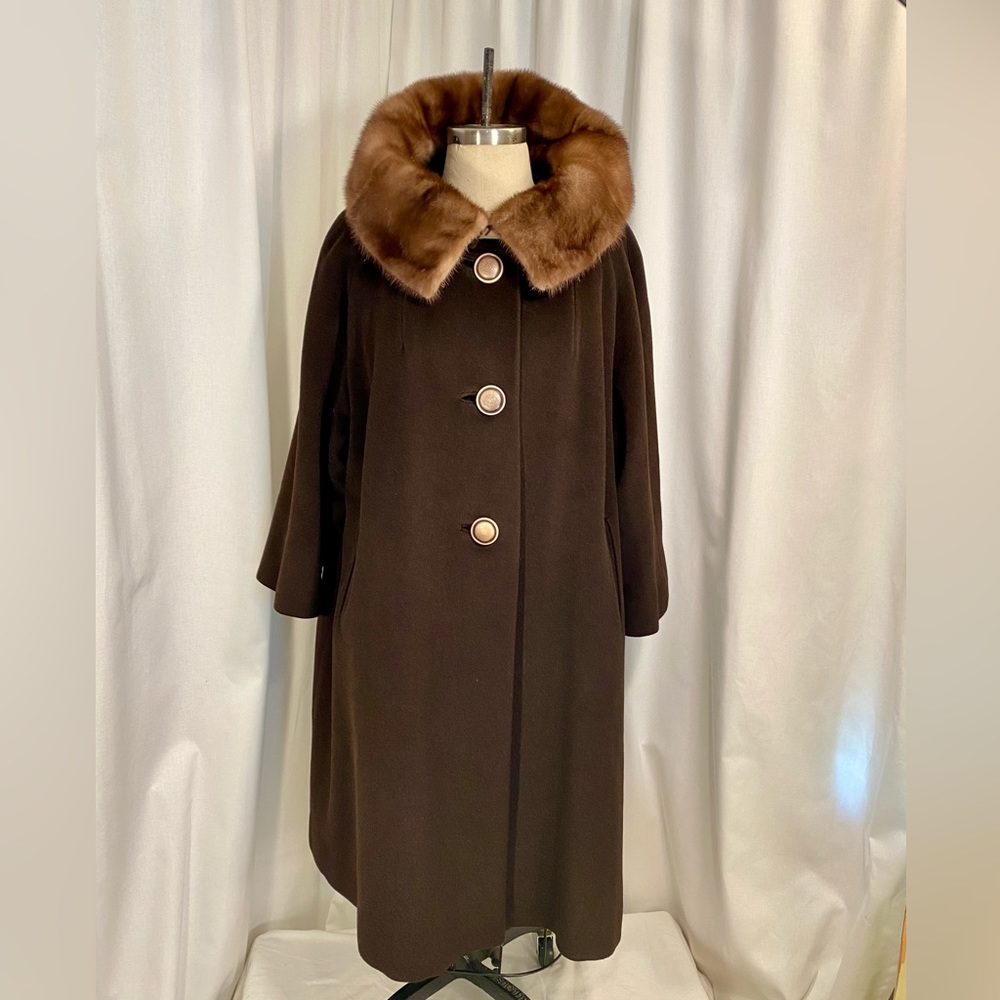 Cashmere Blend Custom Vintage Mink-Collared Coat